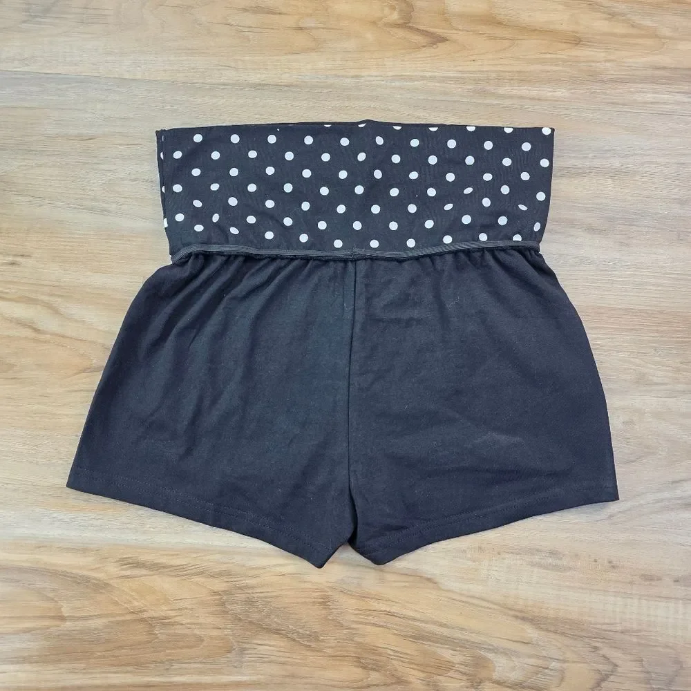 ☔️🔸️NWOT Black Polka Dot Fold Over Loungewear Shorts Small
